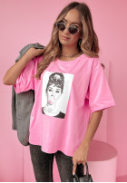 T-Shirt z nadrukiem Bubblegum Lips Rosa