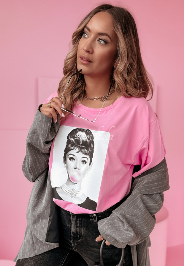T-Shirt mit Print Bubblegum Lips Rosa