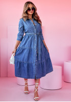 Jeans Kleid midi Right After You Blau