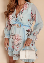 Kwiecista Kleid z falbankami Petal Cascade Blau