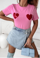 T-Shirt z nadrukiem Two Hearts Together Rosa