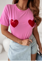 T-Shirt z nadrukiem Two Hearts Together Rosa
