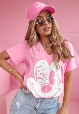 T-Shirt mit Print Mouse Vibes Rosa