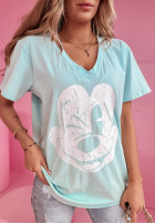 T-Shirt z nadrukiem Mouse Vibes Himmelblau