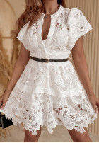 Koronkowa Kleid z bufkami Grand Glamour Weiß