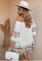 Koronkowa Bluse Kleid im spanischen Stil boho Lagoon Serenade Ecru