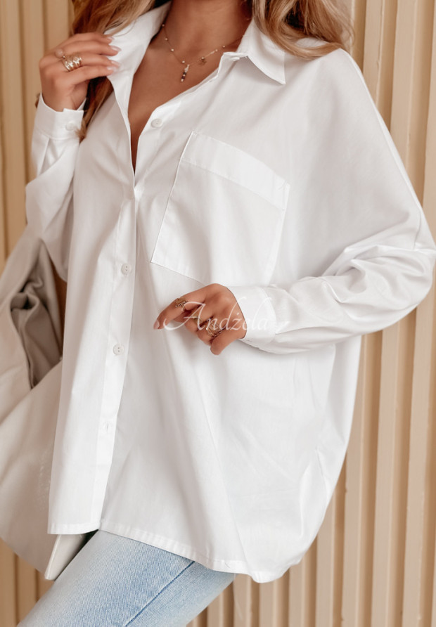 Oversize-Hemd mit Tasche Such An Inspiration Weiß