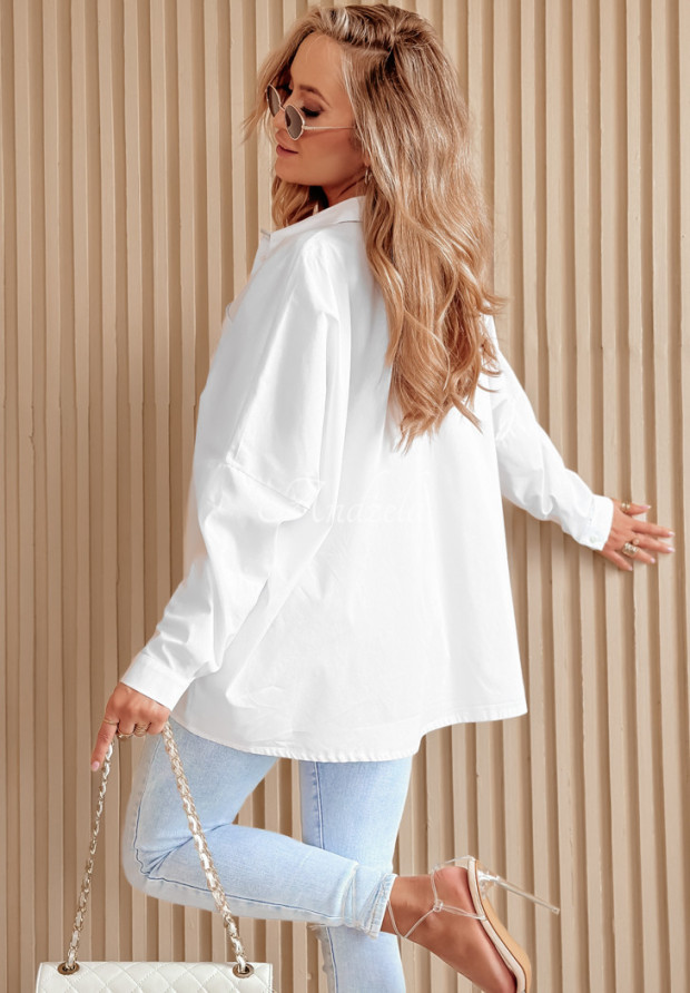 Oversize-Hemd mit Tasche Such An Inspiration Weiß