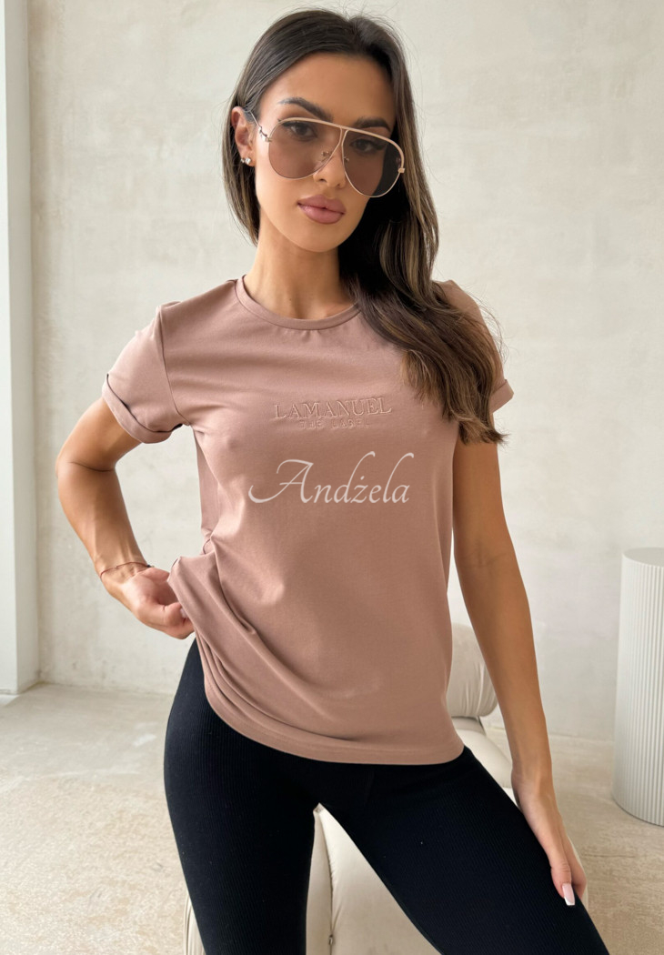 T-Shirt mit Stickerei La Manuel Basic Camel