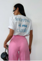 T-Shirt z nadrukiem La Milla Shopping Is My Cardio Weiß