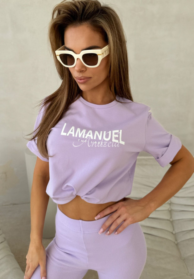 T-Shirt mit Print La Manuel After Lilafarben