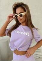 T-Shirt z nadrukiem La Manuel After Lilafarben