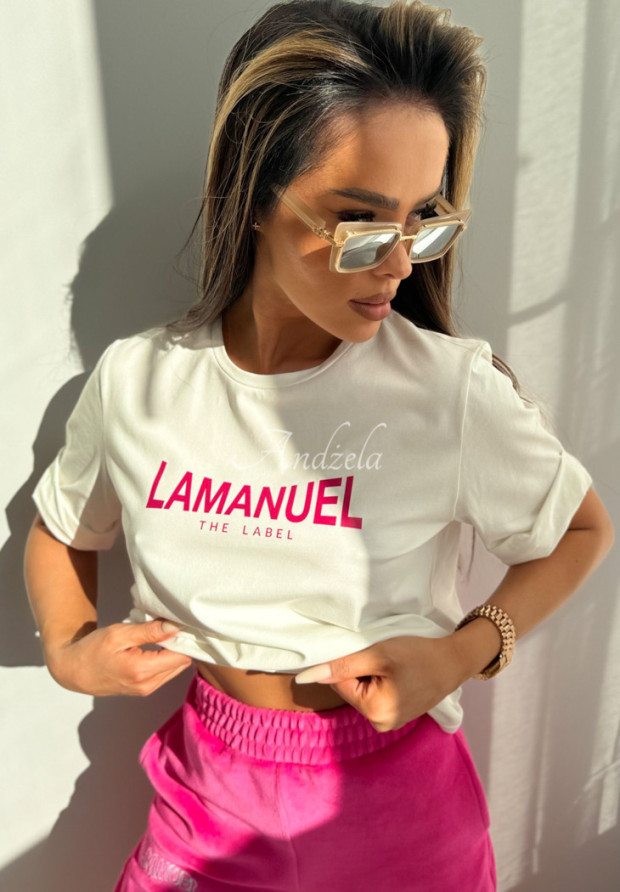 T-Shirt mit Print La Manuel After Ecru
