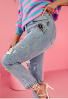 Hose Jeans z ozdobnymi aplikacjami Special Place Hellblau