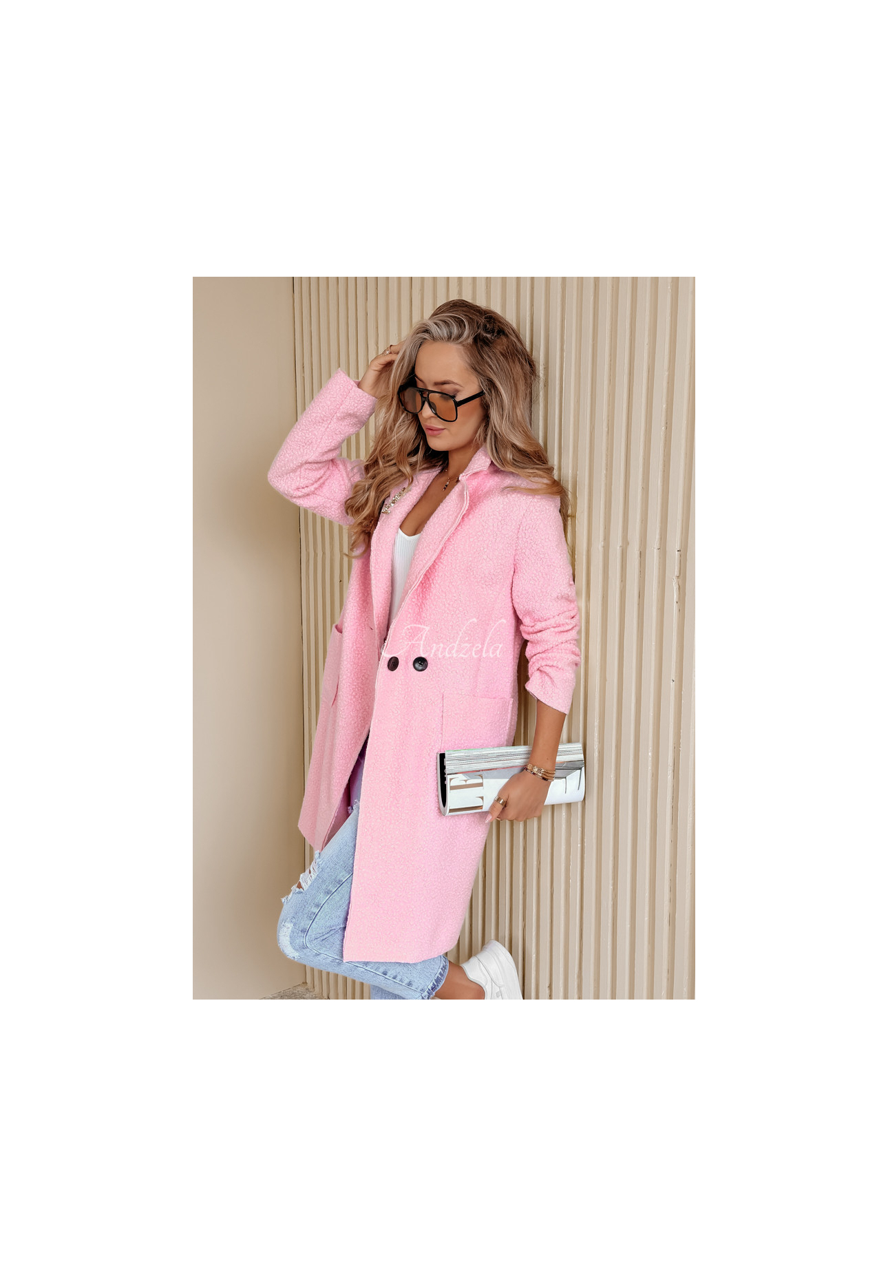 Mantel aus Schaffellimitat Lakeside Dream Puderrosa