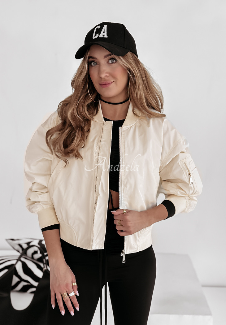 Kurze Bomberjacke Warm Evenings hellbeige