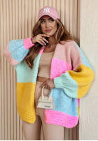 Krótki Cardigan oversize Vibrant Vibes różowo-Gelb