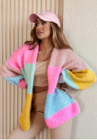 Krótki Cardigan oversize Vibrant Vibes różowo-Gelb