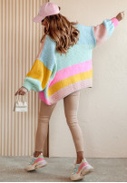 Krótki Cardigan oversize Vibrant Vibes różowo-Gelb