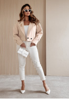 Krótki płaszcz z kołnierzem Casual Calm jasnobeżowy