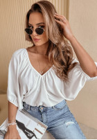 Blouse z wiązaniem Carnation Charm in ecru