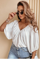 Blouse z wiązaniem Carnation Charm in ecru