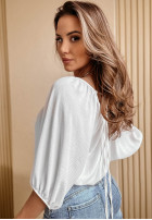 Blouse z wiązaniem Carnation Charm in ecru