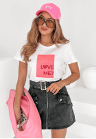 T-Shirt z nadrukiem Love Me biało-Rosa