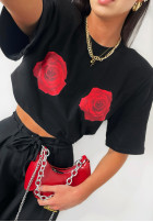 T-Shirt z nadrukiem La Milla Sweet Roses Schwarz