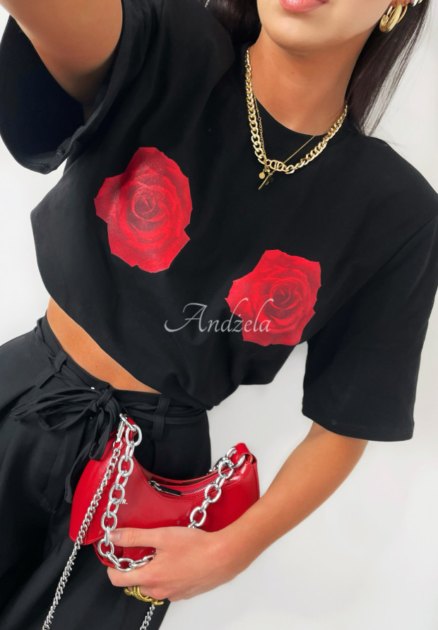 T-Shirt mit Print Print La Milla Sweet Roses Schwarz