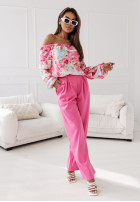 Kwiecista Bluse Kleid im spanischen Stil Atlanna Rosa