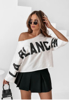 Sweatshirt oversize z nadrukiem La Blanche Ecru