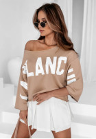 Sweatshirt oversize z nadrukiem La Blanche Beige