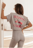 T-Shirt z nadrukiem La Milla Shopping Is My Cardio Grau