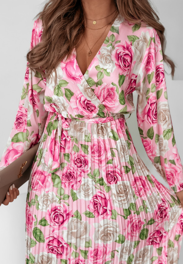 Plissiertes Kleid mit Blumenmuster The Rose Cottage Rosa
