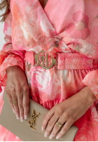 Kwiecista Kleid z falbankami Floral Innovators Rosa