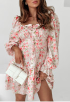 Sukienka Kleid im spanischen Stil w kwiaty Enchanted Blooms biało-Rosa