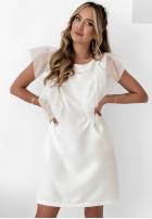 Sukienka z tiulowymi rękawkami Enchanting Veil biała