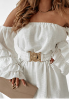 Sukienka Kleid im spanischen Stil z paskiem Luxe Looks Weiß
