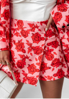 Kwieciste spódnico-spodenki mini Forbidden Flowers różowo-Rot