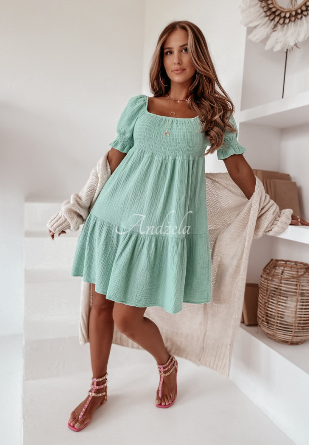 Musselin-Kleid im spanischen Stil Alleena Mintgrün