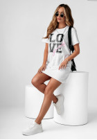 Długi T-Shirt Kleid Love Yourself Weiß
