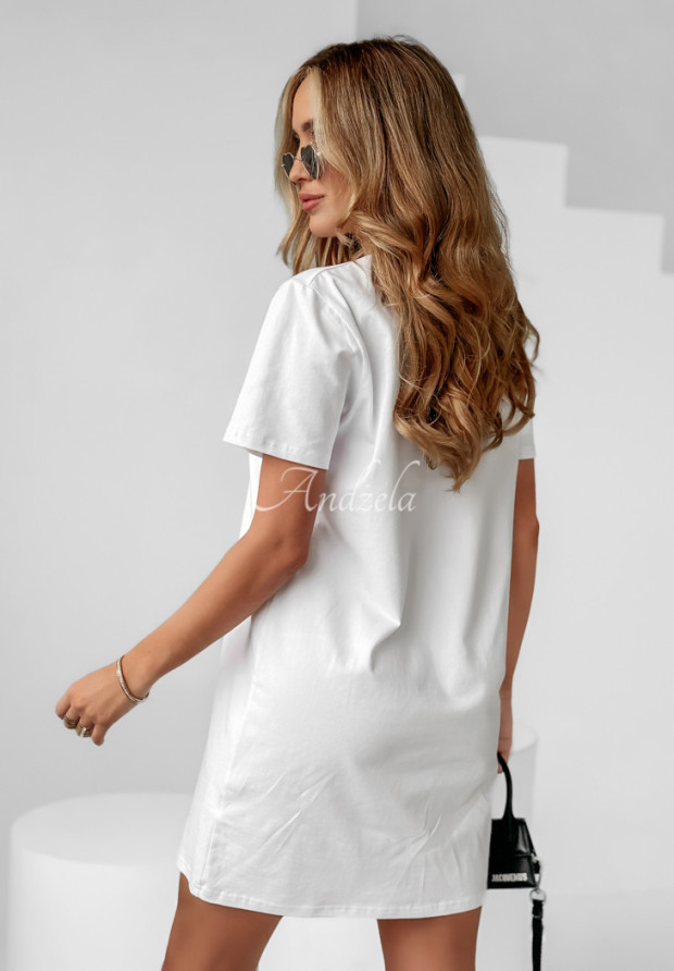 Langes T-Shirt Kleid Love Yourself Weiß