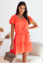 Kleid z falbankami i paskiem Dreamy Designs Orange