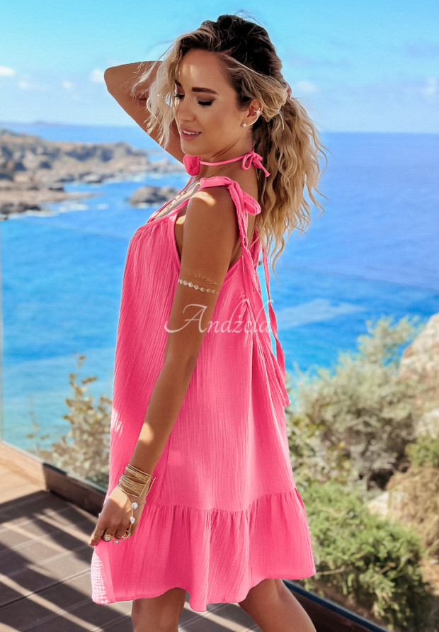 Musselin-Kleid mit den Trägern Aloha Beaches Rosa