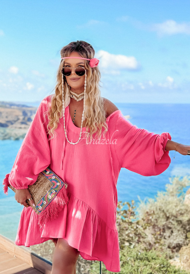 Musselin-Kleid oversize Aloha Beaches Rosa