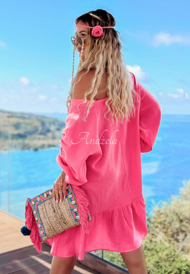 Musselin-Kleid oversize Aloha Beaches Rosa
