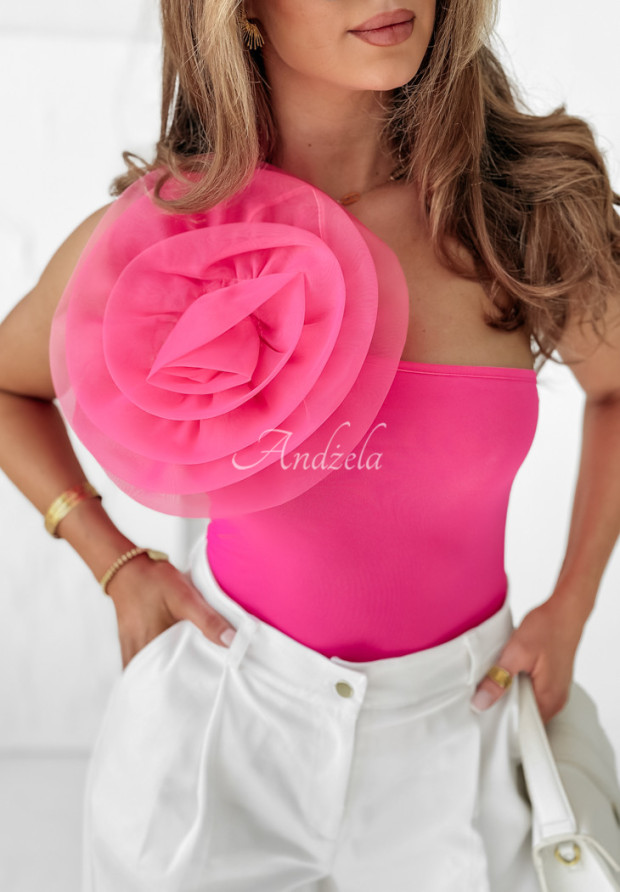 Asymmetrisches Top mit Rose Majestic Bloom Rosa