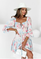 Sukienka Kleid im spanischen Stil w kwiaty Enchanted Blooms błękitno-Rosa
