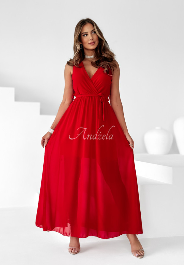 Kleid mit dekorativen Rosen und Gürtel Enchanted Florals Rot